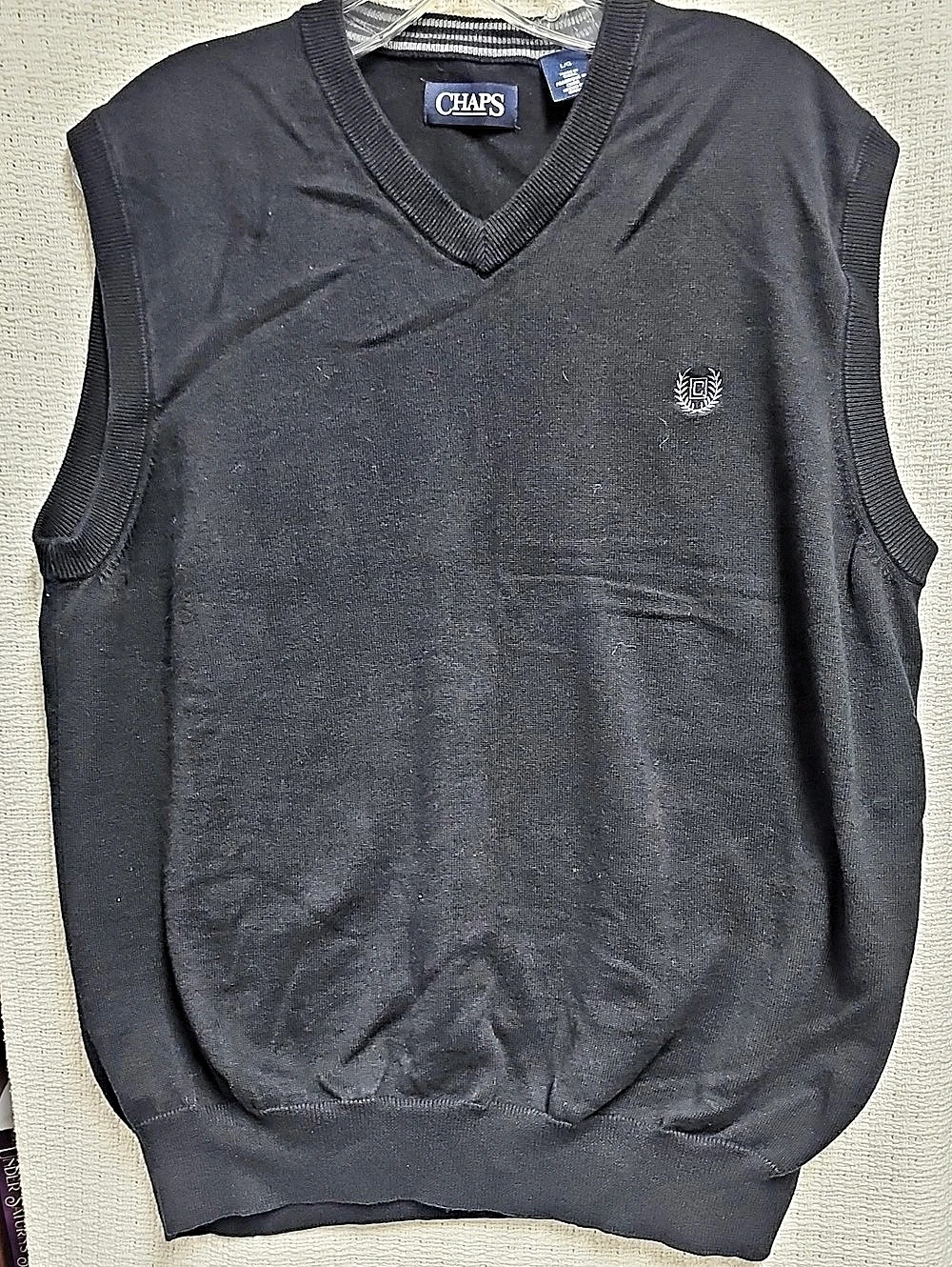 Chaps Men's Black V-Neck Sweater Vest